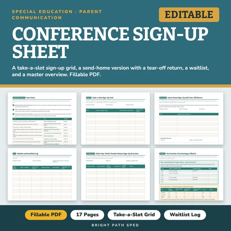 Conference Sign Up Sheet Editable, image 1 of 4