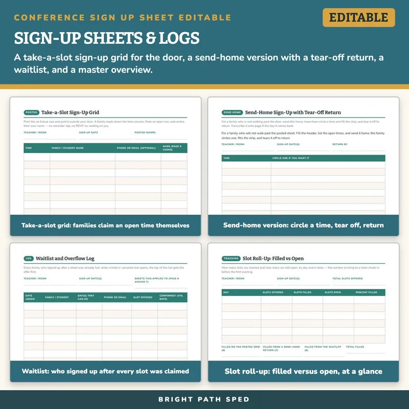 Conference Sign Up Sheet Editable, image 3 of 4
