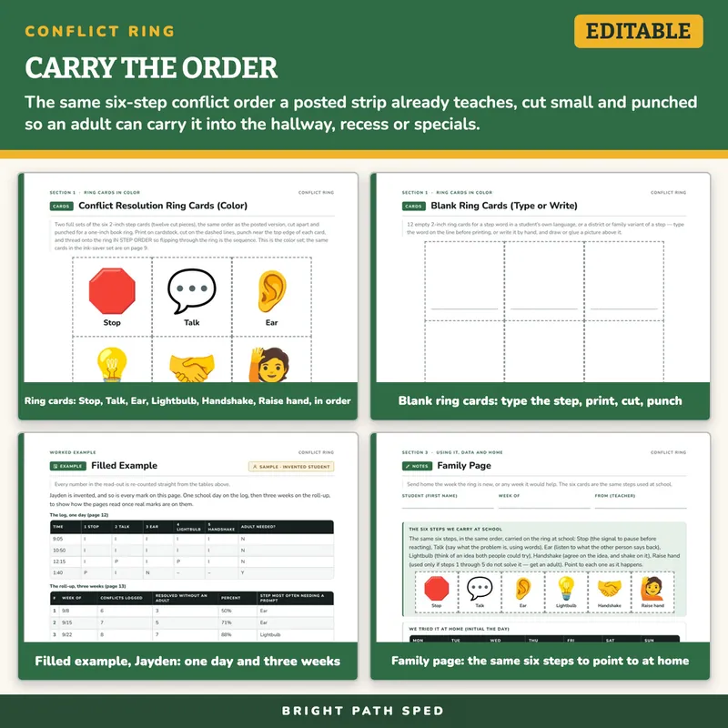 Conflict Resolution Wearable Ring Cards for Special Education, image 3 of 4