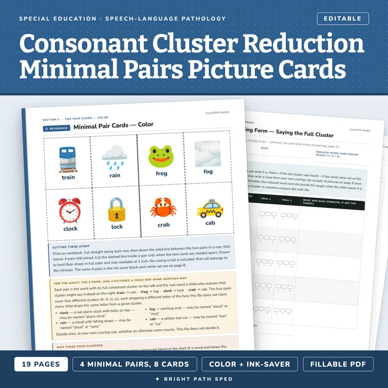 Consonant Clusters Minimal Pairs Picture Cards, image 1 of 4