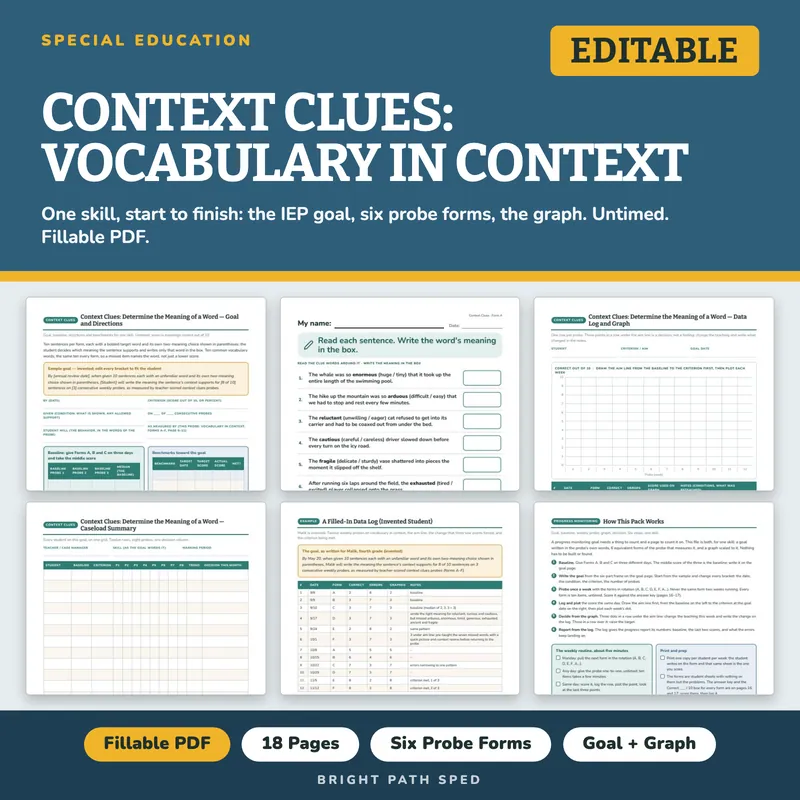 Context Clues Vocabulary in Context Progress Monitoring Probes, image 1 of 4