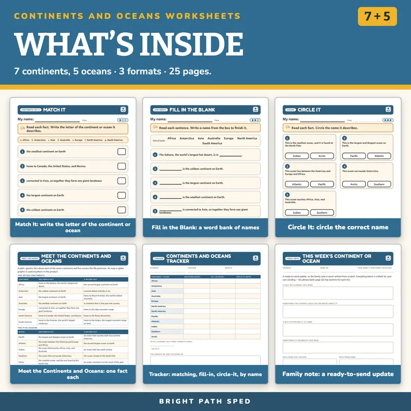 Continents and Oceans Worksheets K-2, image 2 of 4