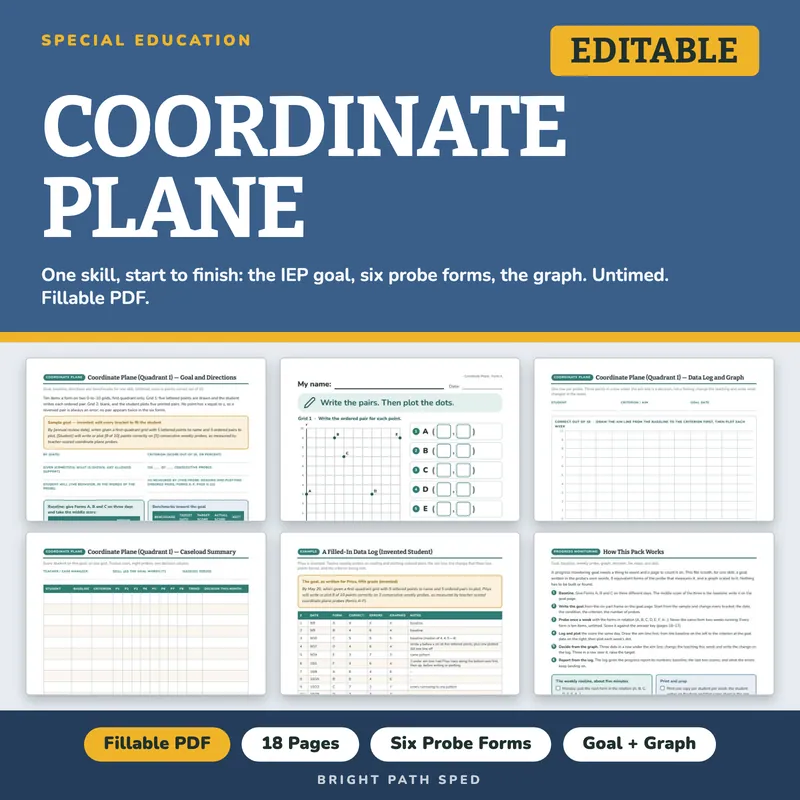 Coordinate Plane Ordered Pairs Progress Monitoring Probes, image 1 of 4