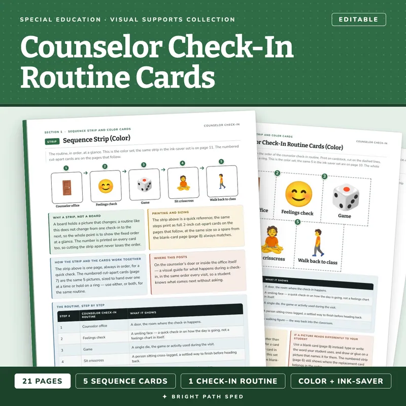 Counselor Check-In Routine Cards, image 1 of 4