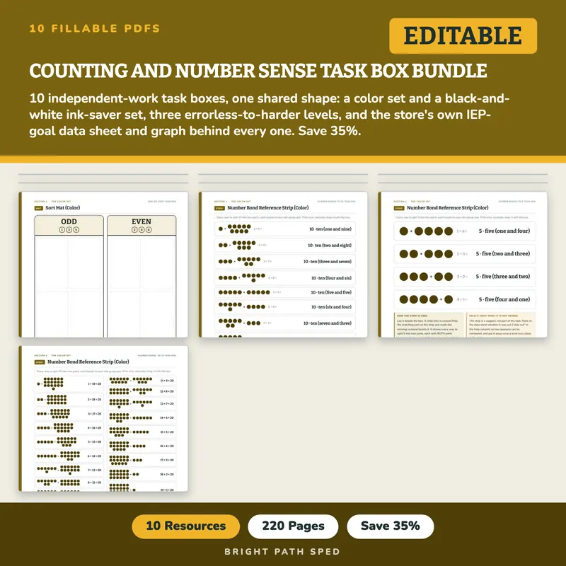 Counting and Number Sense Task Box Bundle, image 1 of 3