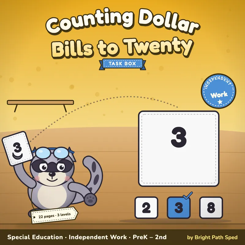 Counting Dollar Bills to Twenty Task Box, image 1 of 4