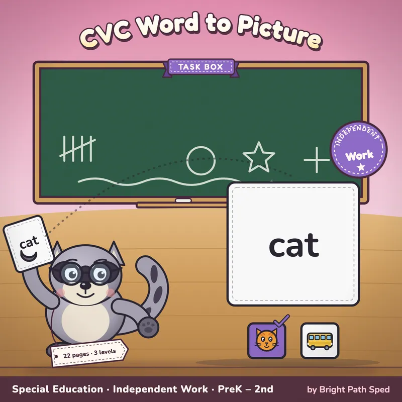 CVC Word to Picture Match Task Box, image 1 of 4