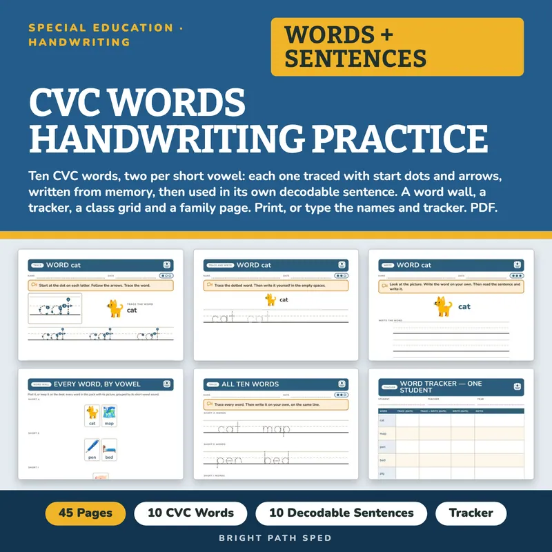 CVC Words Handwriting Practice, image 1 of 4
