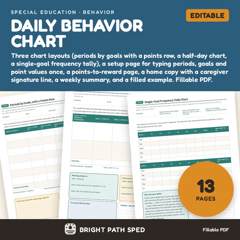 Daily Behavior Chart Editable, image 1 of 4