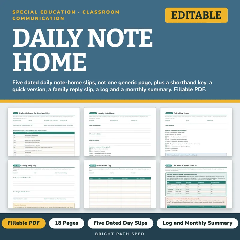 Daily Note Home Special Ed, image 1 of 4