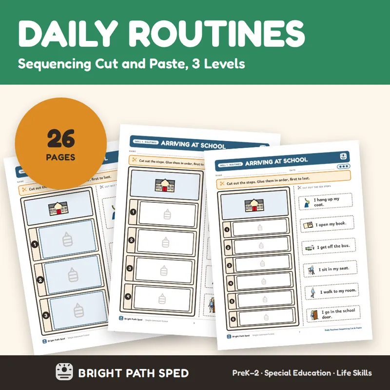 Daily Routine Sequencing Cut and Paste 3 Levels, image 1 of 4