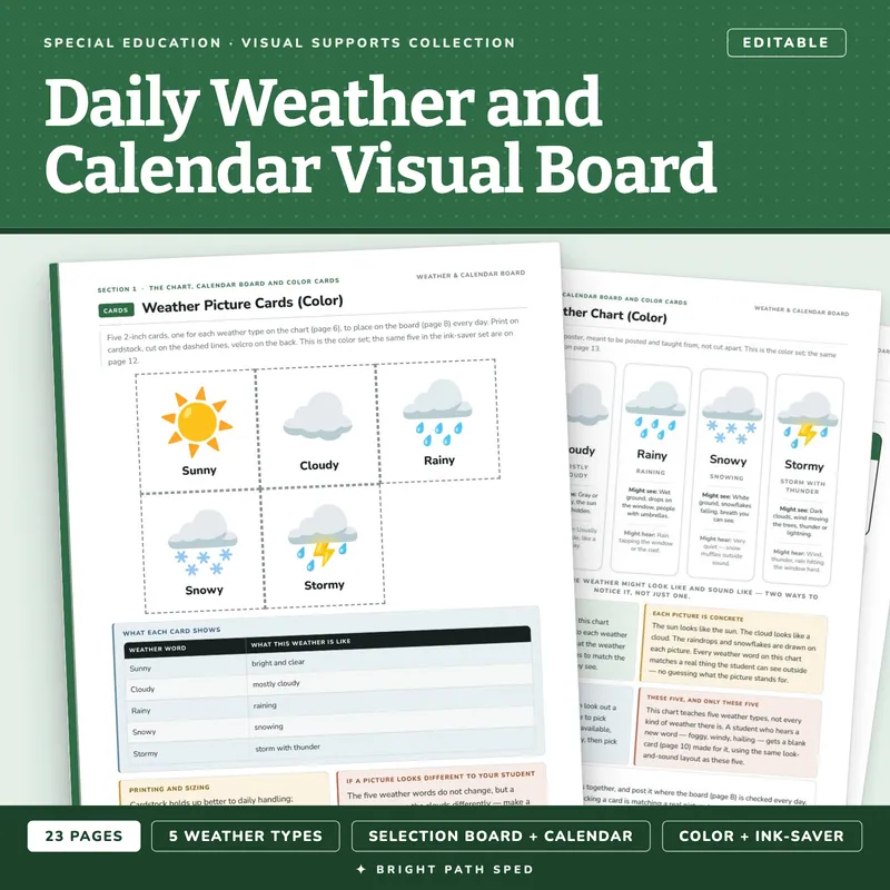 Daily Weather and Calendar Visual Board Editable, image 1 of 4