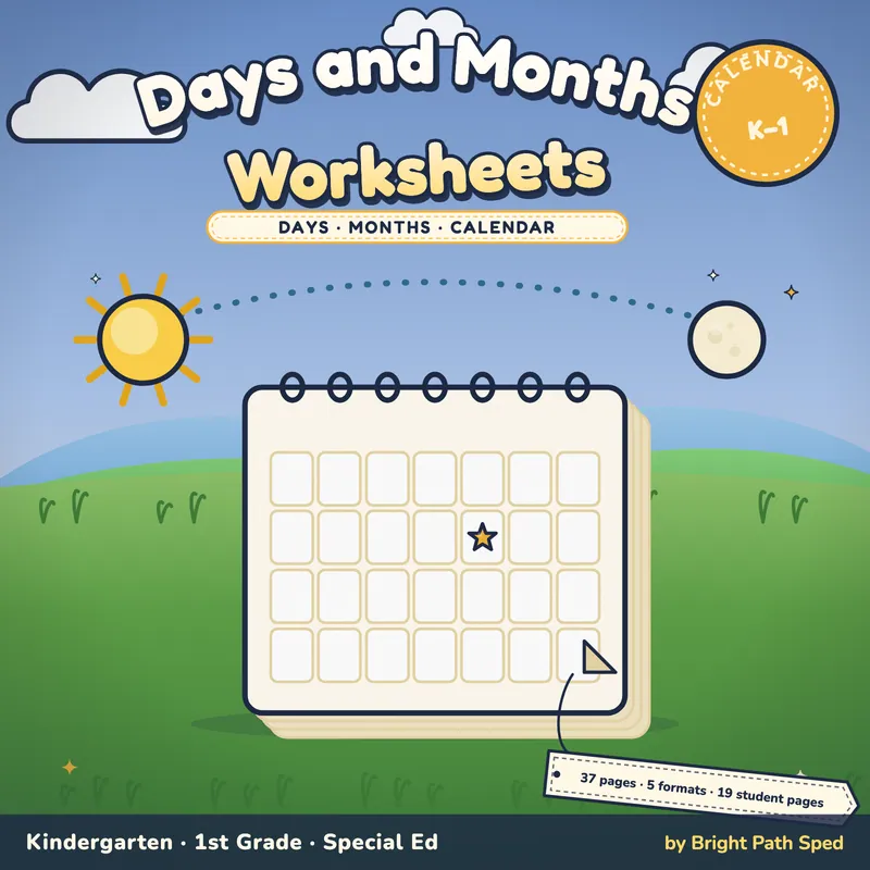 Days of the Week and Months of the Year Worksheets, image 1 of 4
