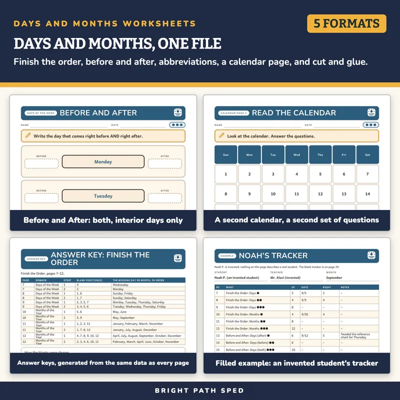 Days of the Week and Months of the Year Worksheets, image 3 of 4