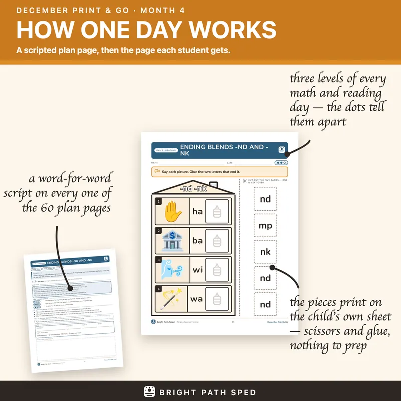 December Print and Go Month 4 SPED Lesson Plans Math Reading Social Skills, image 2 of 4