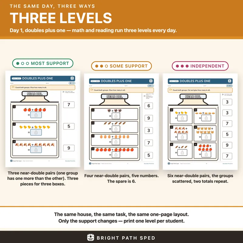 December Print and Go Month 4 SPED Lesson Plans Math Reading Social Skills, image 3 of 4