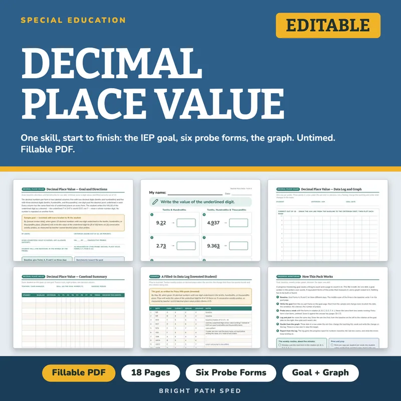 Decimal Place Value Progress Monitoring Probes, image 1 of 4