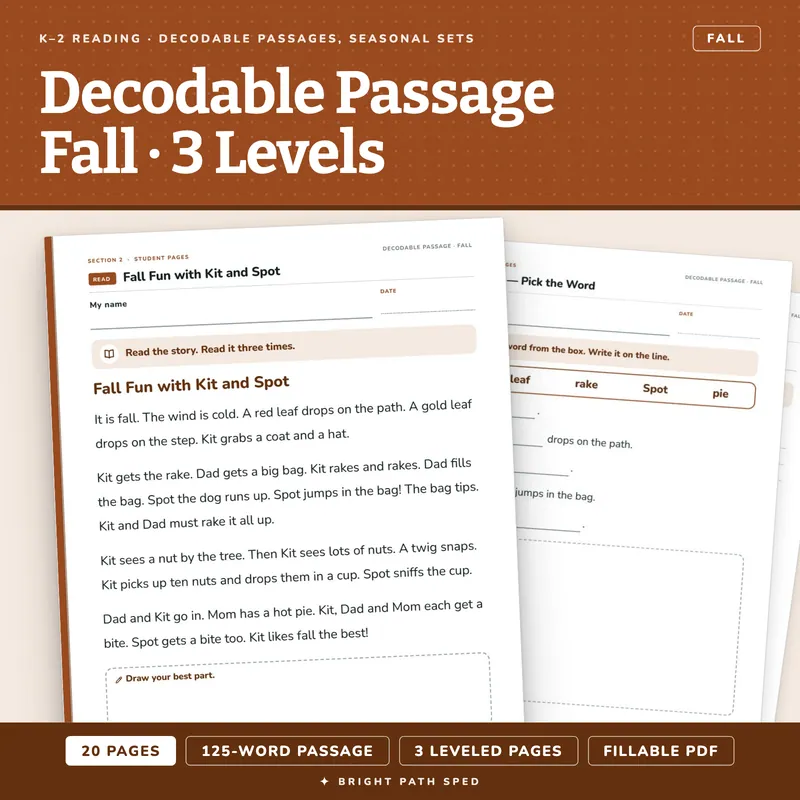 Decodable Passage Fall, image 1 of 4