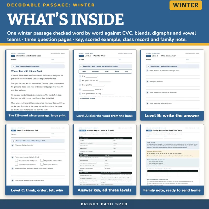 Decodable Passage Winter, image 2 of 4