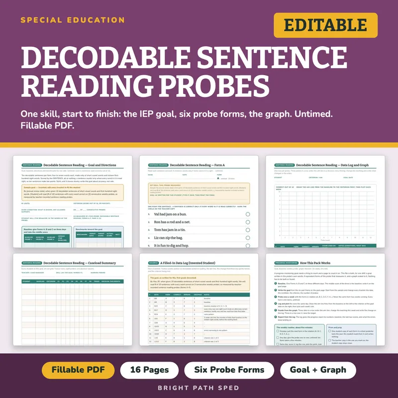 Decodable Sentence Reading Fluency Progress Monitoring Probes, image 1 of 4