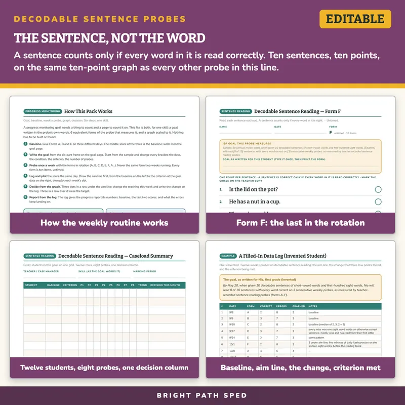Decodable Sentence Reading Fluency Progress Monitoring Probes, image 3 of 4
