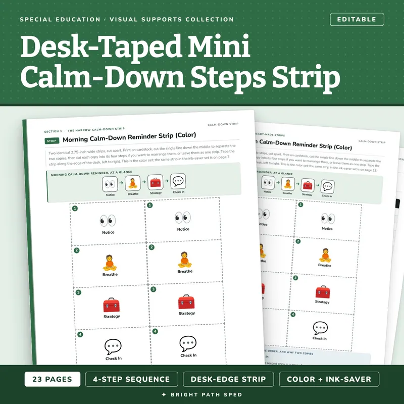 Desk-Taped Mini Calm-Down Steps Strip, image 1 of 4