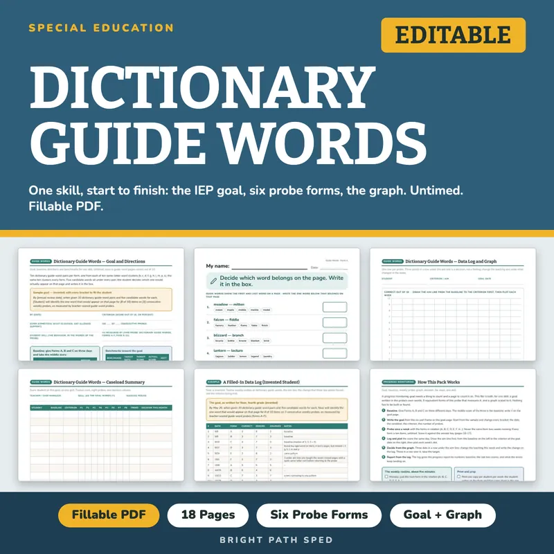 Dictionary Guide Words Progress Monitoring Probes, image 1 of 4