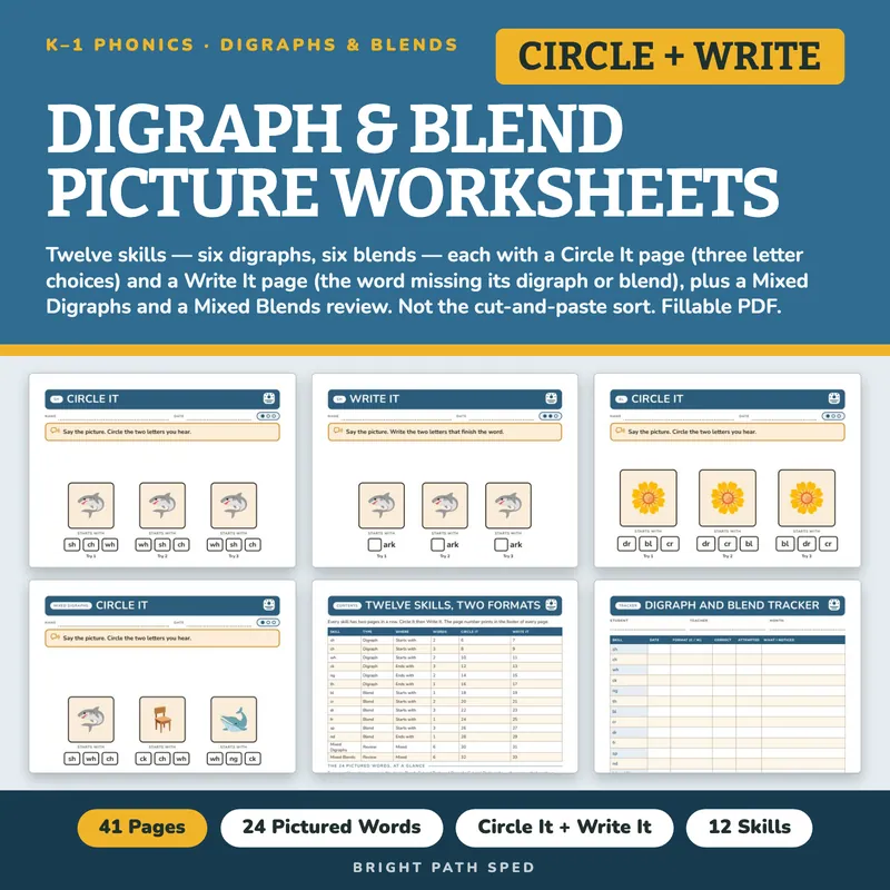 Digraph and Blend Picture Worksheets, image 1 of 4
