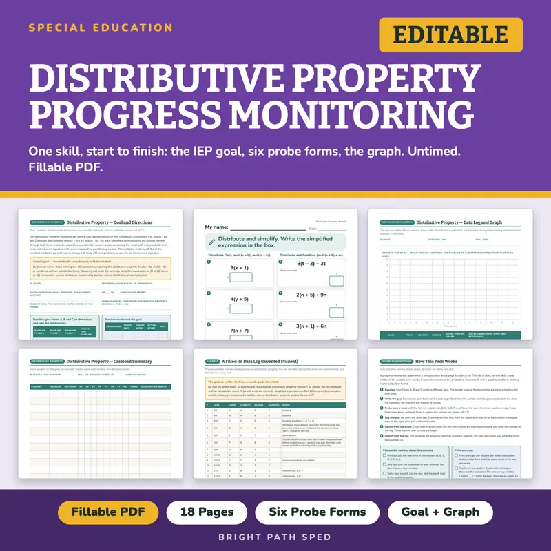 Distributive Property Progress Monitoring Probes, image 1 of 4