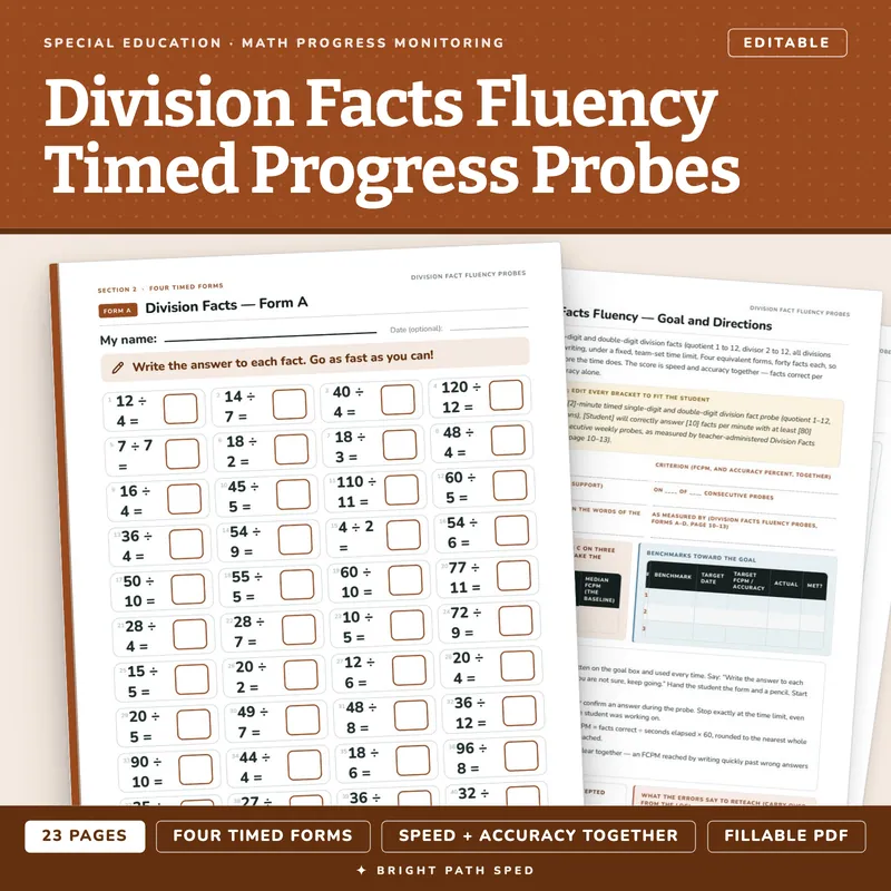 Division Facts Fluency Probes, image 1 of 4