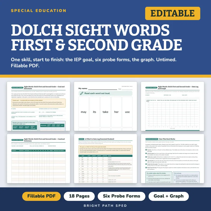 Dolch First and Second Grade Sight Words Progress Monitoring, image 1 of 4