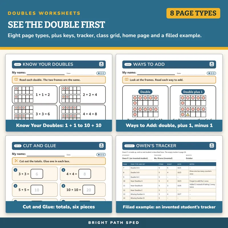 Doubles and Near Doubles Worksheets, image 3 of 4
