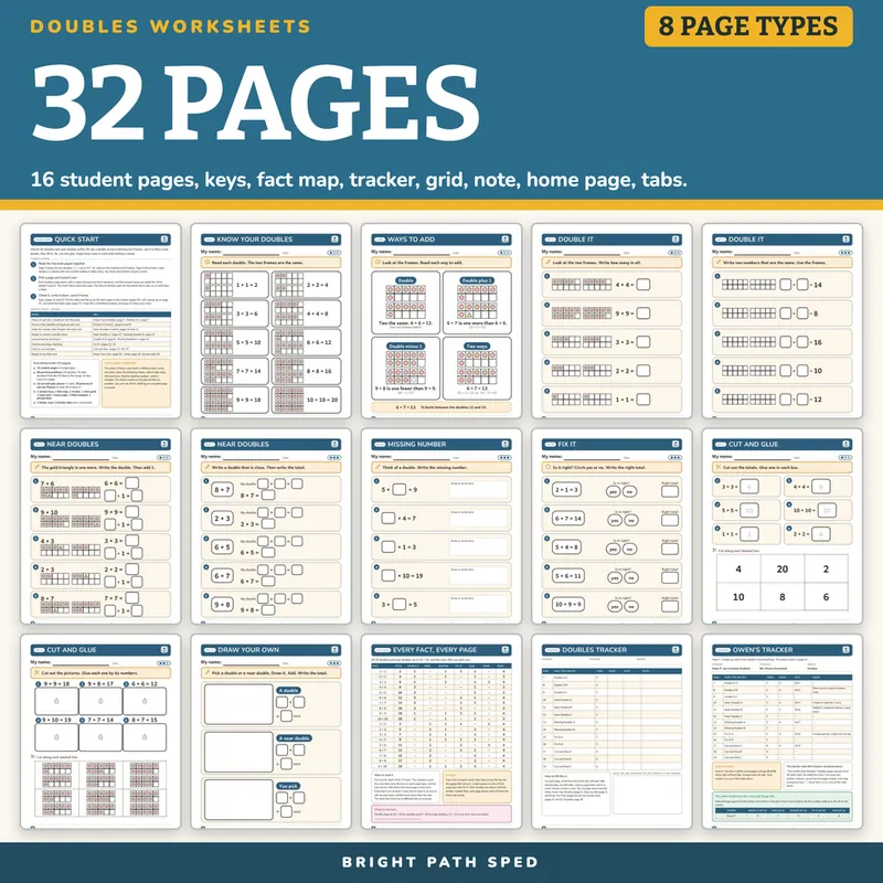Doubles and Near Doubles Worksheets, image 4 of 4