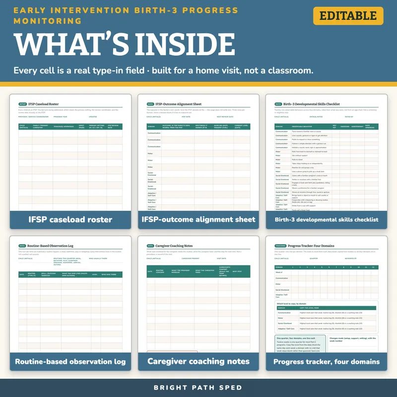 Early Intervention Progress Monitoring Data Sheets Editable, image 2 of 4