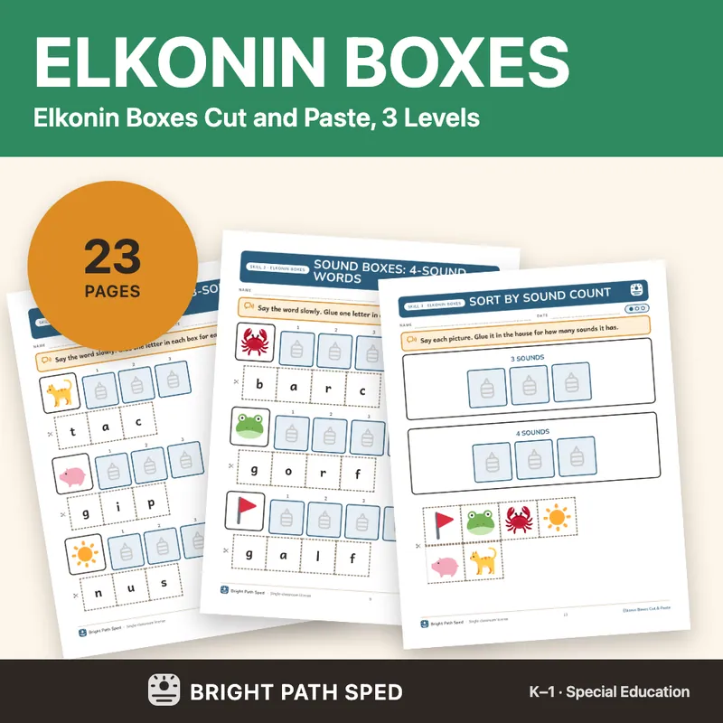 Elkonin Boxes Cut and Paste 3 Levels, image 1 of 4