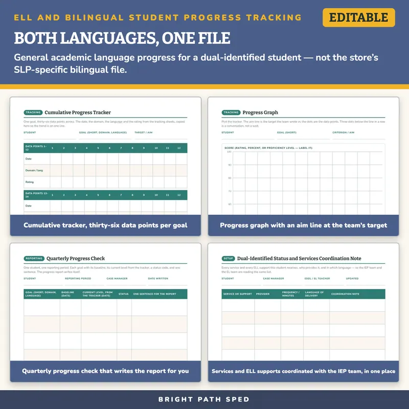 ELL and Bilingual Student Progress Tracking Data Sheets Editable, image 3 of 4