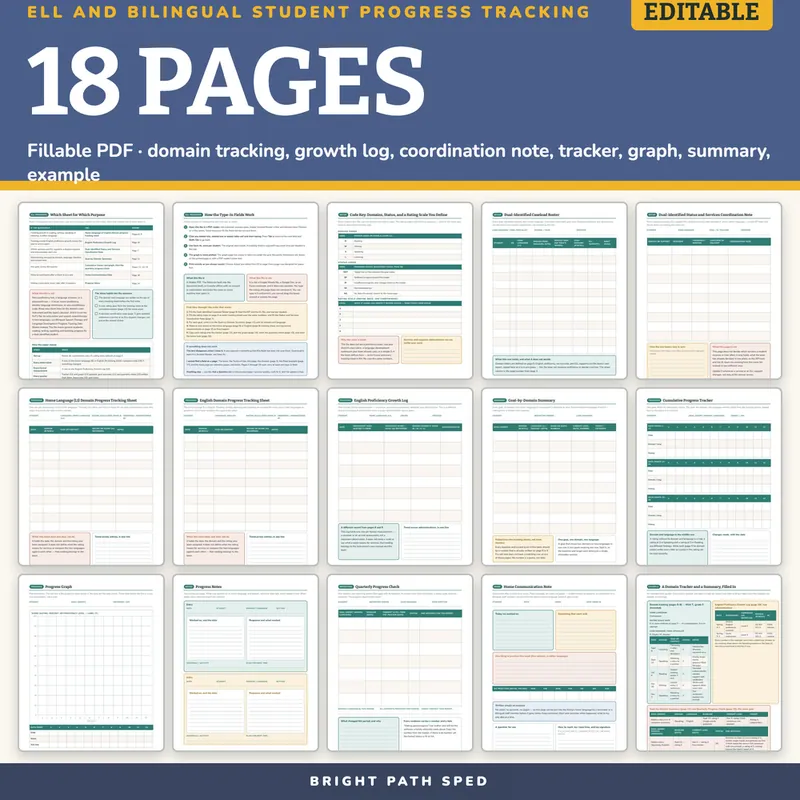 ELL and Bilingual Student Progress Tracking Data Sheets Editable, image 4 of 4
