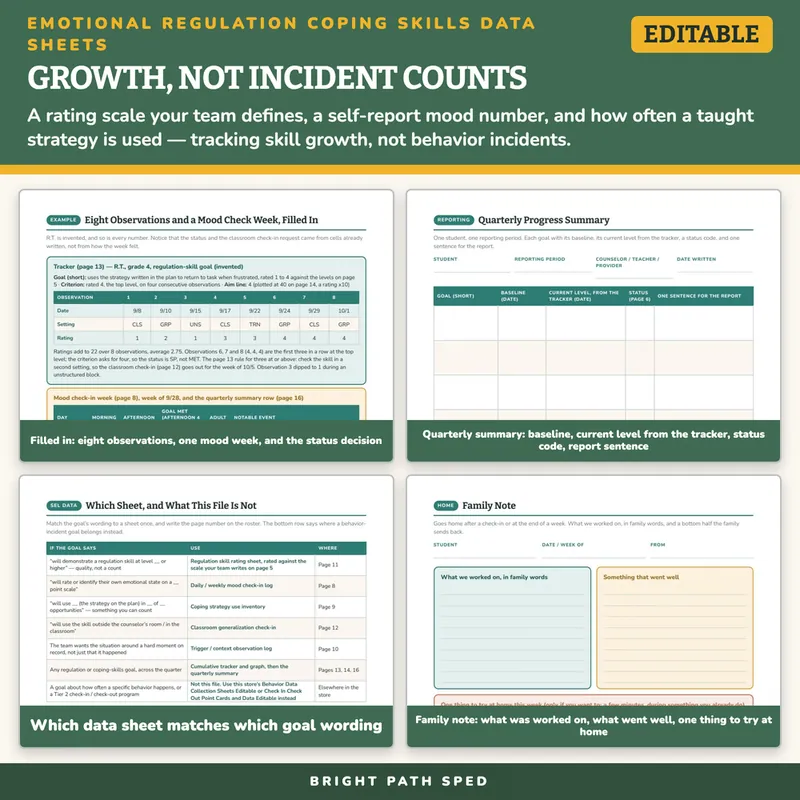 Emotional Regulation Coping Skills Data Sheets Editable, image 3 of 4