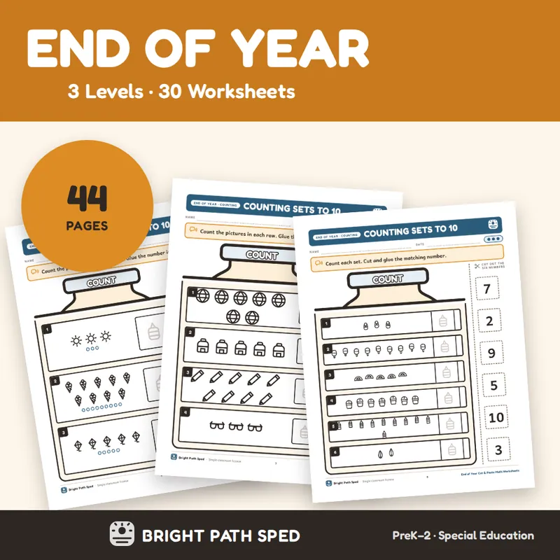 End of Year Cut and Paste Math Worksheets, image 1 of 4