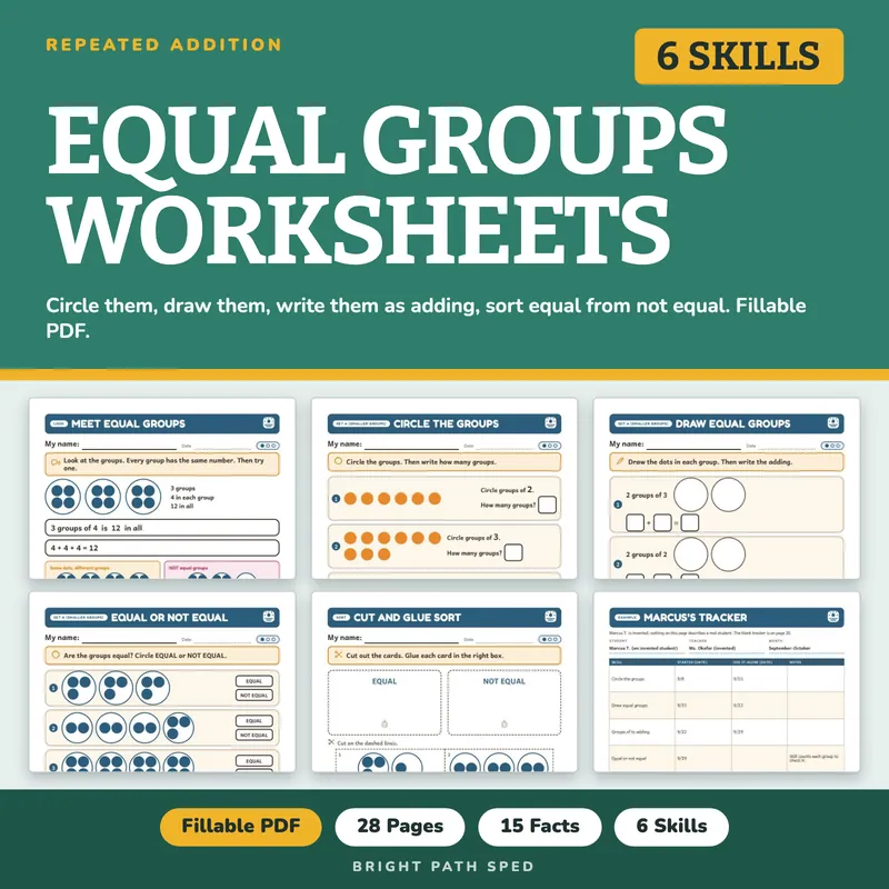 Equal Groups Worksheets, image 1 of 4