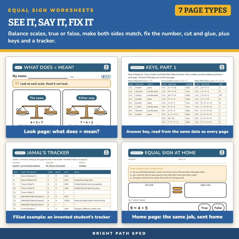 Equal Sign Worksheets, image 3 of 4