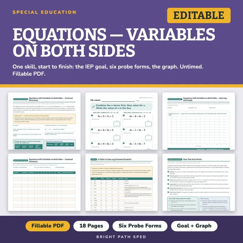 Equations with Variables on Both Sides Probes, image 1 of 4