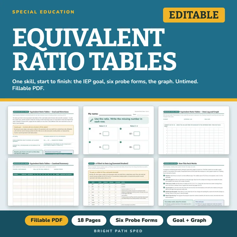 Equivalent Ratio Tables Progress Monitoring Probes, image 1 of 4