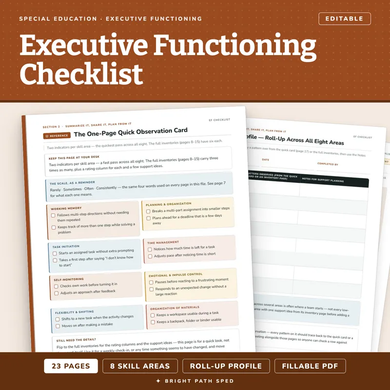 Executive Functioning Checklist Editable, image 1 of 4