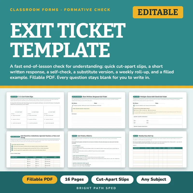 Exit Ticket Template, image 1 of 4