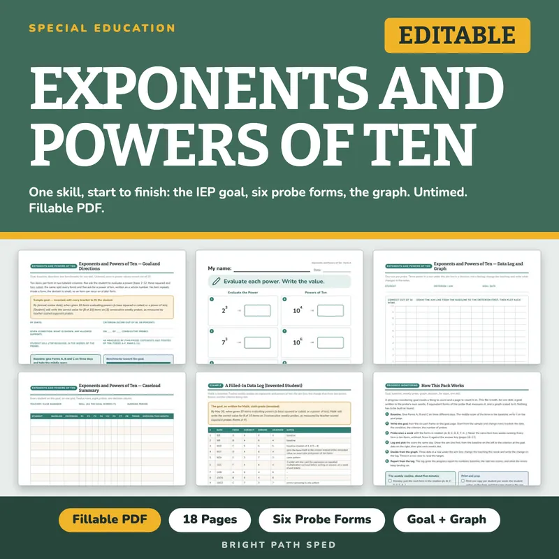 Exponents and Powers of Ten Progress Monitoring Probes, image 1 of 4