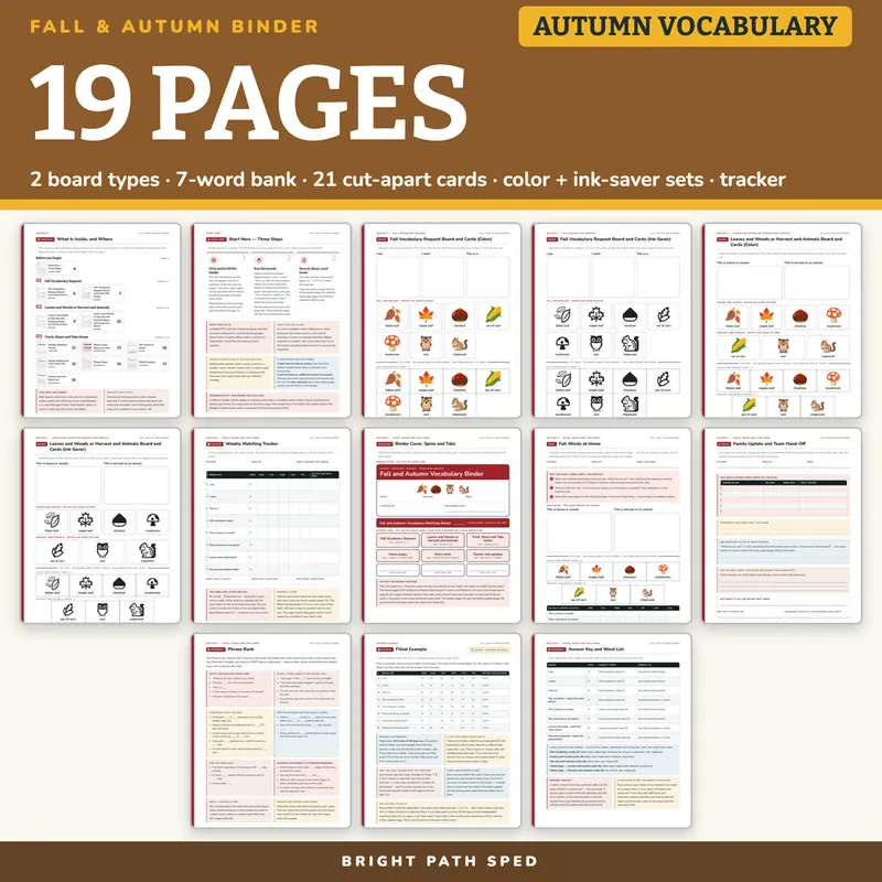 Fall and Autumn Vocabulary Matching Binder, image 4 of 4