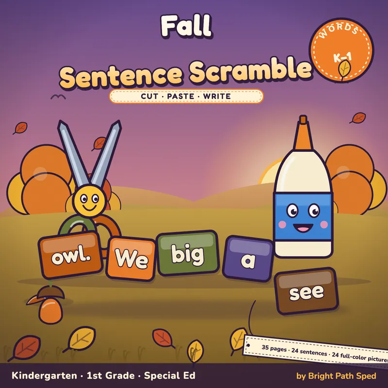 Fall / Autumn Sentence Scramble Worksheets, image 1 of 4