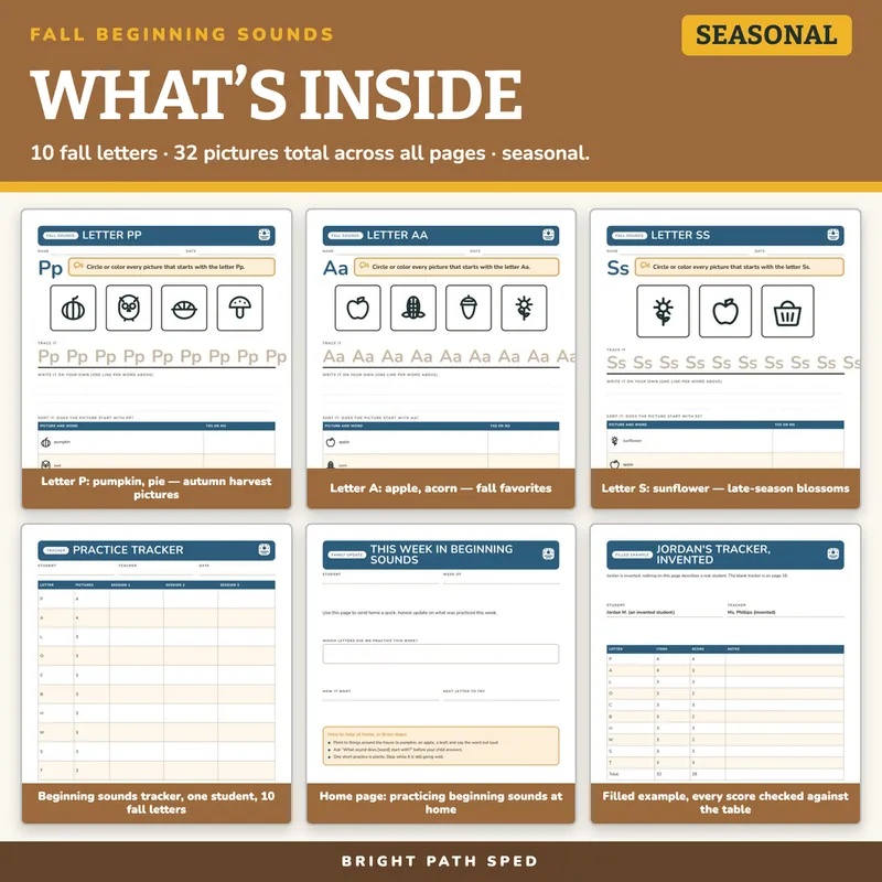 Fall Beginning Sounds Picture Worksheets, image 2 of 4