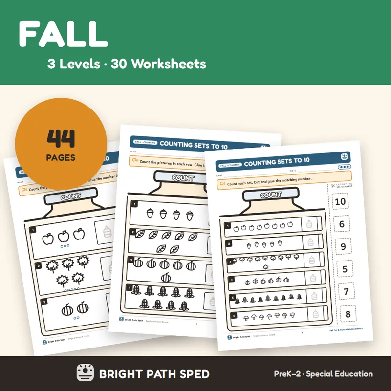 Fall Math K-1 Cut and Paste, image 1 of 4